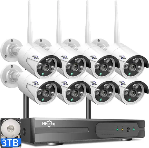 2K Wireless Security Camera System, 10CH NVR Kit,8Pcs 3MP Wifi Surveillance Came