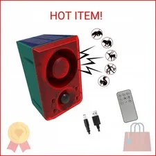QXMH Solar Outdoor Motion Sensor Alarm - Dog Barking&Gunshot Sound 130db Motion