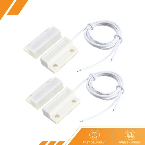 2 x MC-38 Surface Mount Wired NO Door Sensor Alarm Magnetic Reed Switch White