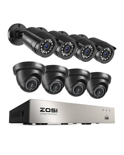 ZOSI 8CH 3K Lite Security Camera System with AI Human Vehicle Detection, 8 x ...