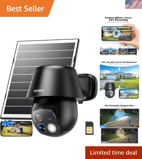 4G LTE Cellular Solar Security Cameras Wireless Outdoor, No WiFi Ultra Solar ...