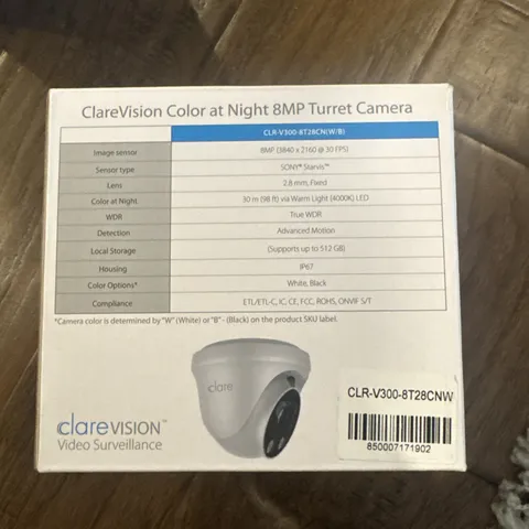 ClareVision CLR-V300-8T28CNW IP Turret Camera 8MP Color Night Vision WDR IP67
