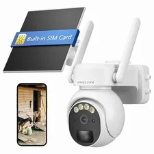 4G LTE Outdoor Security Camera, 360° PTZ, Solar, 2K HD, PIR Motion Detection, 2-