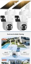 2 Pack Wireless Solar Security Camera Outdoor WiFi Dual Lens Camera Night Vision
