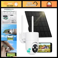4G LTE Solar Security Camera - No WiFi, 360° Live View, 2K Night Vision, Wireles