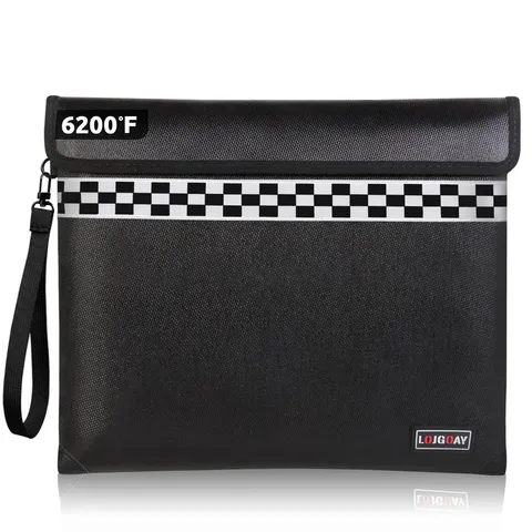 Lojgoay Fireproof Document Money Bag 6200F Fire Resistant Zipper Water