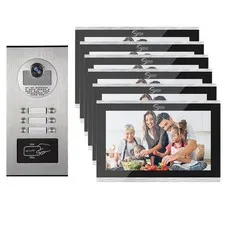 6-Unit Video Intercom System with 10" Touchscreen, Motion Detection, Two-Way
