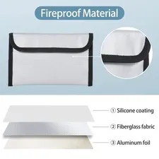 Fireproof Document Bag Waterproof Pouch Cash Safe Storage For Home Office - Silv