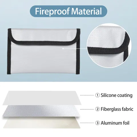 Fireproof Document Bag Waterproof Pouch Cash Safe Storage For Home Office - Silv