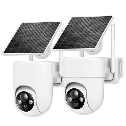 Oculview 2K Solar Security Cameras Wireless Outdoor, 2PCS 2 pack, White