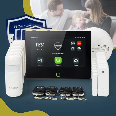 HOMSECUR Wireless WIFI 4G GSM SMS Autodial LCD Home Security 7" Alarm System