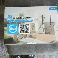 Box DQ201 2K Wireless Wi-Fi Outdoor Battery Solar Security Camera 4 Pack White
