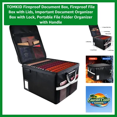 Portable Fireproof File Storage Box with Combination Lock - Ideal for Valuables