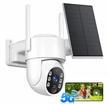 Solar Powered Outdoor Wi-Fi IP PTZ Pan/Tilt Surveillance Camera 2K White