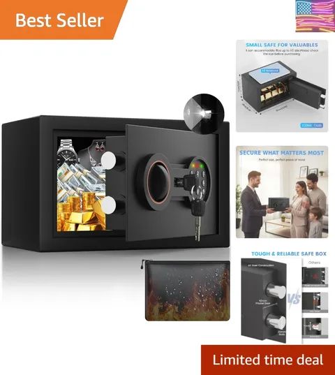Small Safe for Home, 6.69"H Safe Box with Fireproof Waterproof Bag for Colleg...