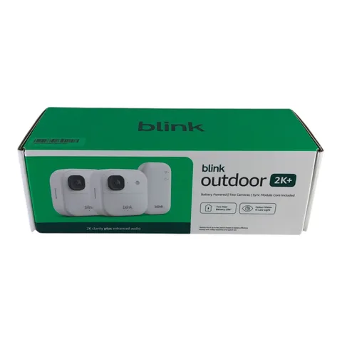 Blink Outdoor 2K+ Wireless Battery Security Cameras 2 Pack Sync Module  RRP $219