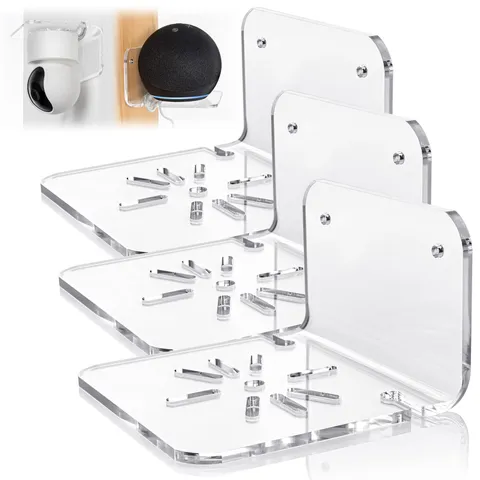 Acrylic Small Wall Shelf Set of 3 for Security Cameras, Speakers, Baby Monito...