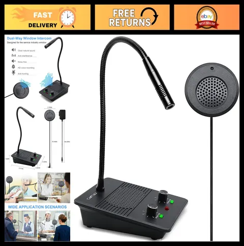 Dual Way Window Intercom System, Anti-Interference Microphone for Business & Off