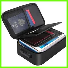 Small Fireproof Storage Organizer Case with Lock9”x 5.3”x 3.7”, 3-Layer Soft ...