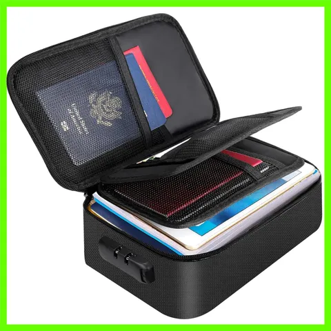 Small Fireproof Storage Organizer Case with Lock9”x 5.3”x 3.7”, 3-Layer Soft ...