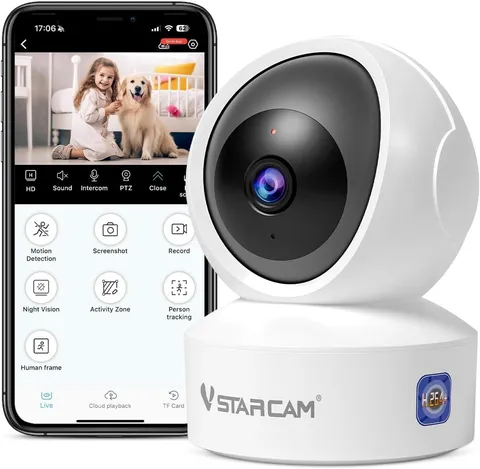 3MP Pet Camera Indoor with Phone App, 360° Indoor Security Camera with Color Nig