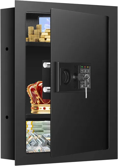 22" In-Wall Safe with Combination Lock & 2 Shelves for Jewelry & Documents