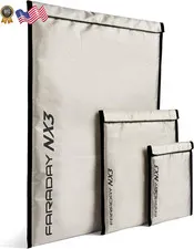 3 Pack Mega Kit NX3 Triple-Layer Cyber Fabric Faraday Bags Fast Easy Acces