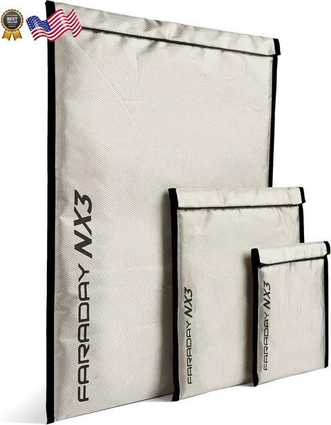 3 Pack Mega Kit NX3 Triple-Layer Cyber Fabric Faraday Bags Fast Easy Acces