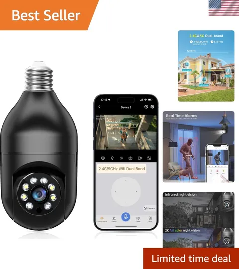 High-Tech Light Socket Security Camera: 2K Video, Adjustable & Cloud Storage
