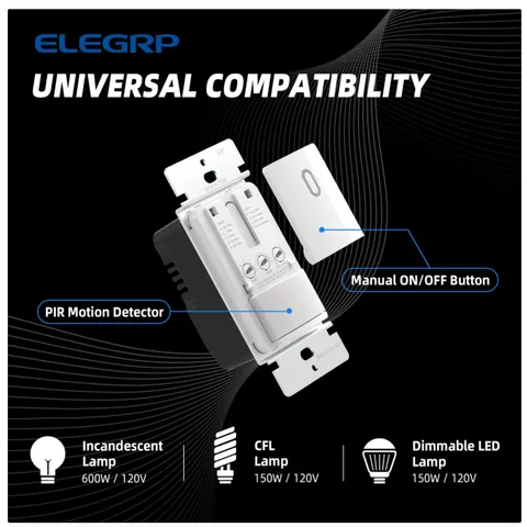 Occupancy Motion Sensor Light Switch, PIR Infrared