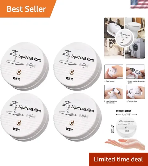 90dB High-Sensitivity Water Leak Alarm, Liquid Overflow Detector Sensor | Bat...