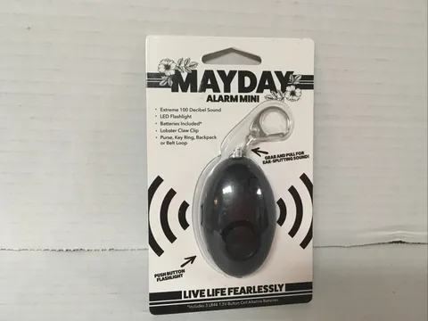 New Mayday Mini Loud Alarm Self Defense Personal Emergency LED Keyring Black