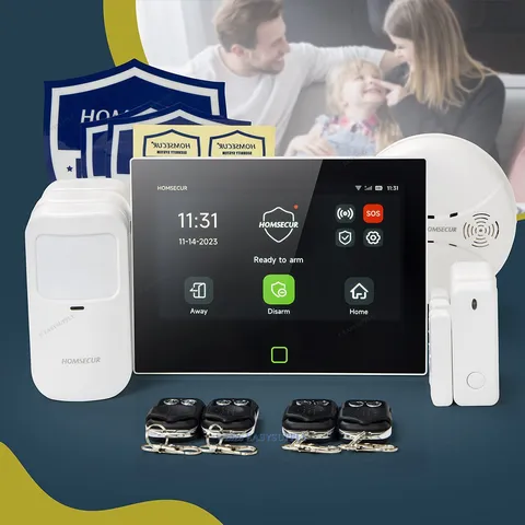 HOMSECUR Wireless WIFI 4G 2G LCD Burglar 7" Alarm System Touch Screen Sensor PIR