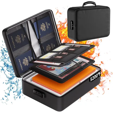 Versatile Fireproof & Waterproof 5200°F File Box with 8 Compartments & Lock