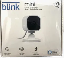 Blink Mini Compact Indoor Plug-In Smart Security Camera 1080p HD SEALED New