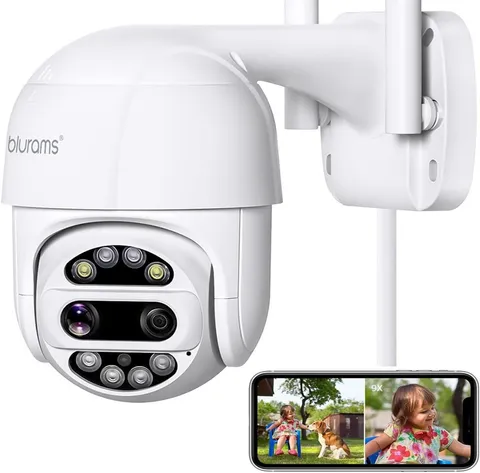 blurams Security Camera Outdoor, 3MP Dual-Lens Wi-Fi Outdoor Camera, 360° PTZ Ca