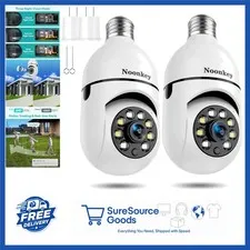 2K/3MP Light Bulb Security Camera 2 Pack with 360° Wireless Outdoor Night Vision
