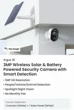 2 Pack - Reolink Argus 3e Solar-Powered Security Camera with 3MP Wireless Wi-Fi