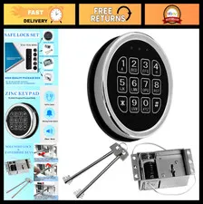 Electronic Gun Safe Lock Replacement - Chrome Keypad, Solenoid Lock, 2 Keys, Cir