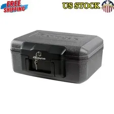 Fire Safe Box Key Lock Portable Storage 0.18 Cu Ft Document Protection Black New