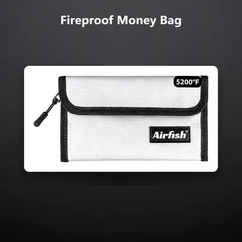 Fireproof Money Bag, 5 x 8 inches Fireproof Wallet, Waterproof Cash Bag with ...