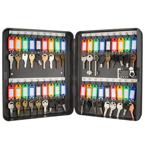 Large Capacity 36 Slot Key Box W/ Resettable Combination & Sturdy Steel for Home