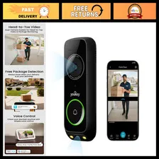 Wireless 2K Dual-Cam Video Doorbell - No Subscription, 5G WiFi, Two-Way Talk, Lo