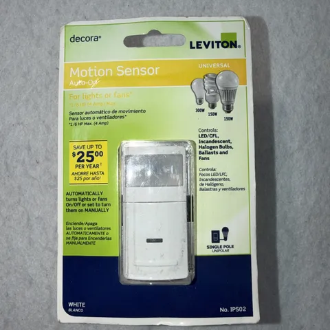 NEW Leviton Decora IPS02 Motion Sensor Auto-On Electrical LED CFL Switch White
