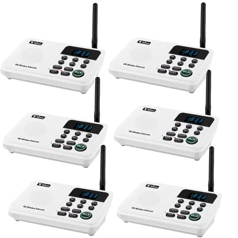 22Channel Call ALL 1Mile Wireless Intercoms System for Home Offices Room 6Units