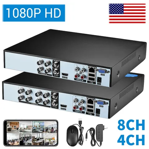 4CH 8CH Channel H.265 1080P DVR for Outdoor Home Security Camera System CCTV US