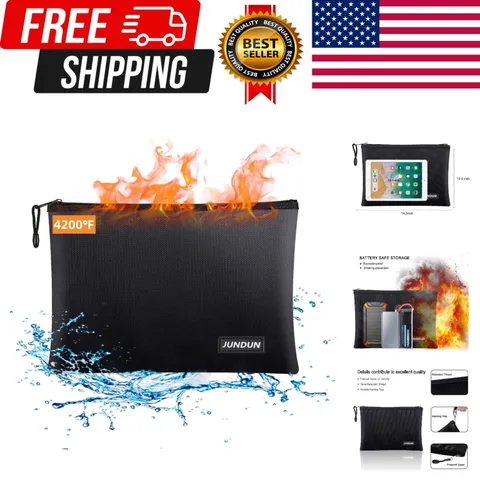 Fireproof Document Bags,14.2”x 10.0”Waterproof Fireproof | ： Money Bag with A...