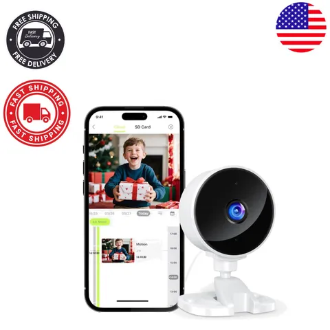 1080p Indoor Security Camera with Night Vision & Two-Way Audio for Safety