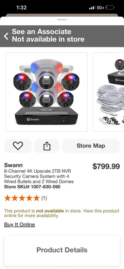 Swann Wired 8-Channel 4K 2TB NVR Security System 6-Cam Night Vision I/O