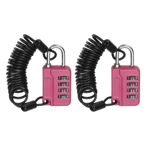 2 Pcs Combination Lock 4 Digit Locker Locks for Luggage Gym File Cabinet Peach